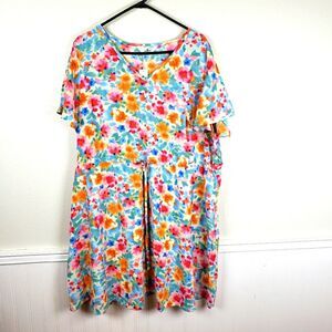 Women's NWT Plus Size Pastel Agnes Orinda Floral Short Shift Dress Size 3X